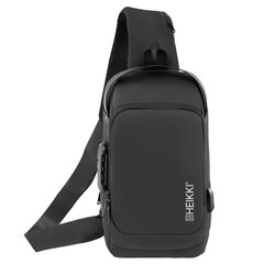 Рюкзак однолямочный HEIKKI FEATURE (ХЕЙКИ), кодовый замок, USB-порт, черный, 32&times;16&times;6 см, 273900