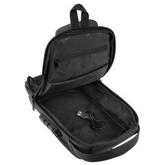 Рюкзак однолямочный HEIKKI FEATURE (ХЕЙКИ), кодовый замок, USB-порт, черный, 32&times;16&times;6 см, 273900