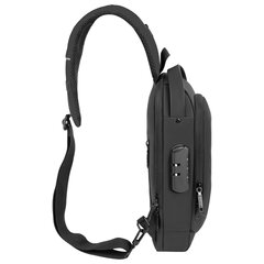 Рюкзак однолямочный HEIKKI FEATURE (ХЕЙКИ), кодовый замок, USB-порт, черный, 32&times;16&times;6 см, 273900