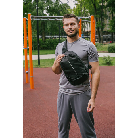 Рюкзак HEIKKI SPORTING (ХЕЙКИ) на одно плечо, эргономичный, черный, 37x23x10см, 273905 - фото 10