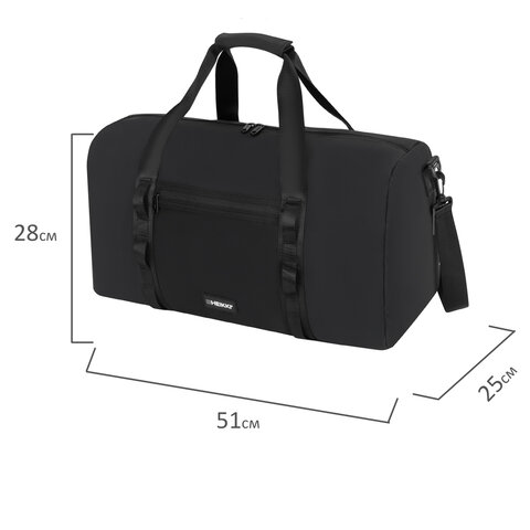 Сумка спортивная HEIKKI WORKOUT (ХЕЙКИ), карман на молнии, черная, 28x51x25 см, 273916