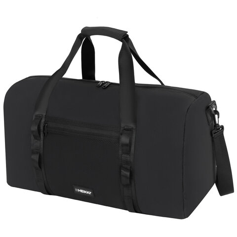 Сумка спортивная HEIKKI WORKOUT (ХЕЙКИ), карман на молнии, черная, 28x51x25 см, 273916