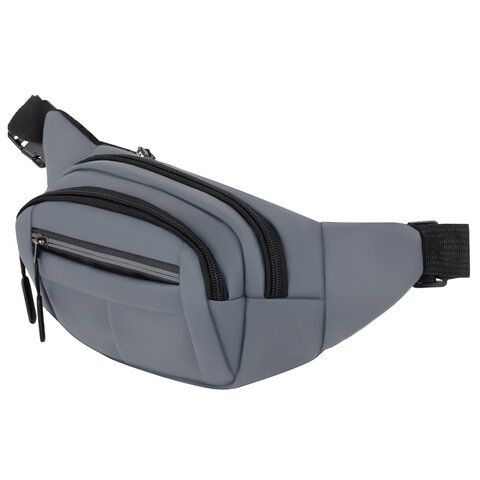 Сумка на пояс HEIKKI PROMPT (ХЕЙКИ), 2 отделения, регулируемый ремень, светоотражающие элементы, серая, 35х14х4см, 273925