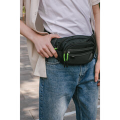 Сумка на пояс HEIKKI PROMPT (ХЕЙКИ), 2 отделения, регулируемый ремень, карман-антивор, черная, 37&times;14&times;5 см, 273928