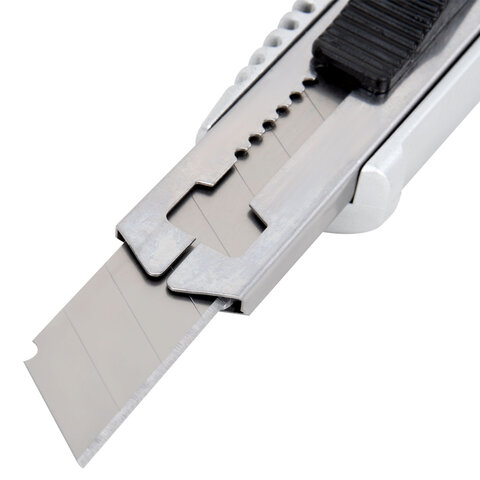 Нож канцелярский 18 мм, 5 лезвий в комплекте, автофиксатор, металлический цвет, STAFF, 273930 - фото 5