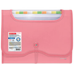 Папка-органайзер на резинке 13 отделений, обзорное окно, BRAUBERG &laquo;JET&raquo;, А4, персиковая, 273939