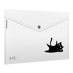 Папка-конверт с кнопкой ERICH KRAUSE &laquo;Clear Cat&raquo;, A4, до 120 листов, прозрачный, 0,16 мм, 63500