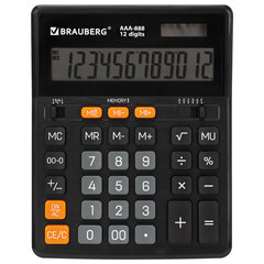 Калькулятор настольный BRAUBERG AAA-888 (202&times;159 мм), 12 разрядов, ЧЕРНЫЙ, двойное питание, 273981