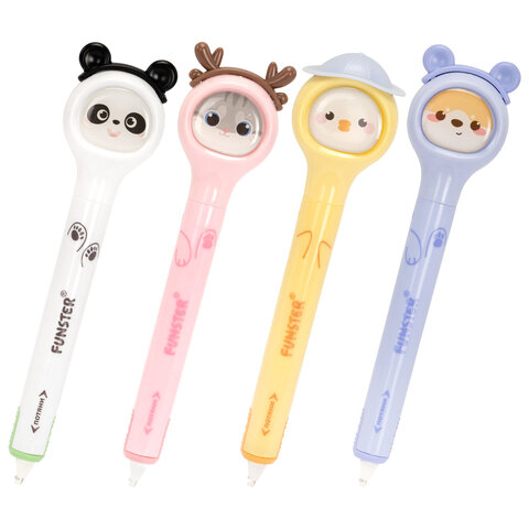Корректирующая лента FUNSTER "Милые зверята", 5мм x 6м, корпус ассорти, блистер, 273982