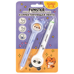 Корректирующая лента FUNSTER (ФАНСТЕР) &laquo;Милые зверята&raquo;, 5 мм x 6 м, КОМПЛЕКТ из 2 шт., на блистере, 273983