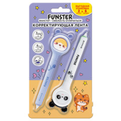 Корректирующая лента FUNSTER (ФАНСТЕР) &laquo;Милые зверята&raquo;, 5 мм x 6 м, КОМПЛЕКТ из 2 шт., на блистере, 273983