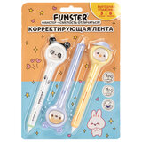 Корректирующая лента FUNSTER (ФАНСТЕР) "Милые зверята", 5 мм x 6 м, КОМПЛЕКТ из 3 шт., на блистере, 273984