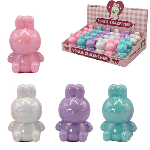 Точилка фигурная "Зайка", стеклянная серия, пластиковая, корпус ассорти, дисплей, CNT, 77249