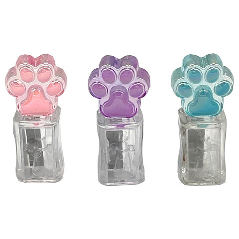 Точилка фигурная стеклянная серия "Лапка", пластиковая, корпус ассорти, дисплей, CNT, 75067