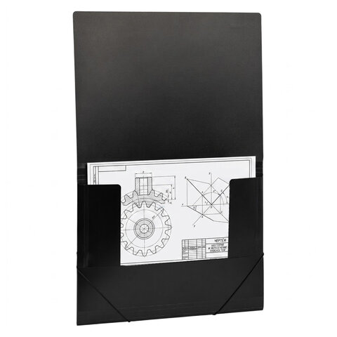 Папка на резинках БОЛЬШОГО ФОРМАТА A3, черная, до 300 листов, 0,7 мм, STAFF, 274000 - фото 6