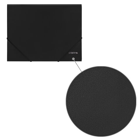 Папка на резинках БОЛЬШОГО ФОРМАТА A3, черная, до 300 листов, 0,7 мм, STAFF, 274000 - фото 4