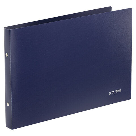 Папка на 2 кольцах ГОРИЗОНТАЛЬНАЯ, А4, 25 мм, до 170 листов, синяя, 0,5 мм, STAFF, 274001 - фото 2