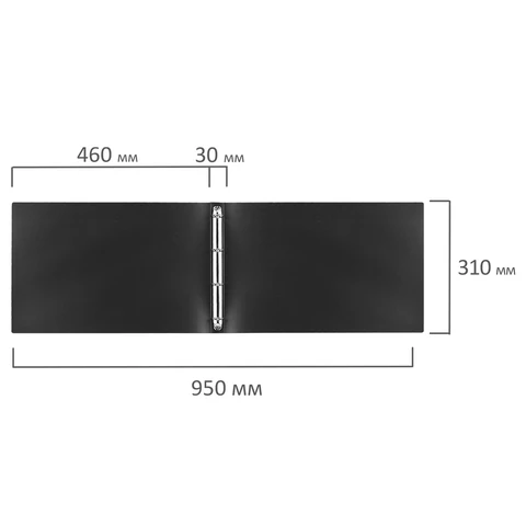 Папка на 4 кольцах БОЛЬШОГО ФОРМАТА А3, ГОРИЗОНТАЛЬНАЯ, 30 мм, до 250 листов, черная, 0,8 мм, STAFF, 274003 - фото 8