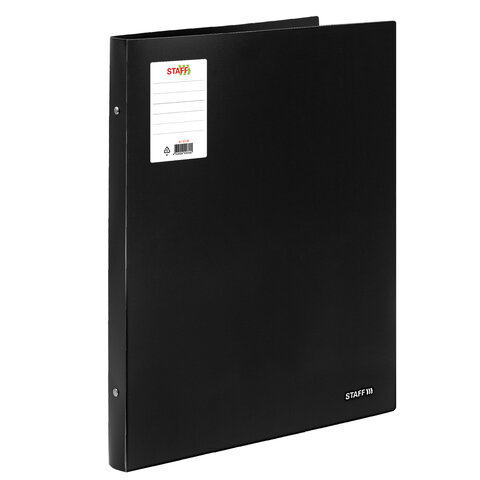 Папка на 4 кольцах БОЛЬШОГО ФОРМАТА А3, ВЕРТИКАЛЬНАЯ, 30 мм, до 250 листов, черная, 0,8 мм, STAFF, 274004 - фото 2
