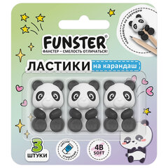 Ластик-топпер для карандаша FUNSTER (ФАНСТЕР) &laquo;ПАНДЫ&raquo;, НАБОР 3 ШТУКИ, блистер, 274012