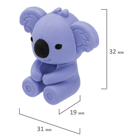 Ластик-топпер для карандаша FUNSTER (ФАНСТЕР) "КОАЛЫ", НАБОР 3 штуки, пастельные цвета ассорти, блистер, 274013 - фото 11