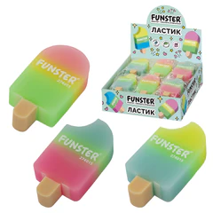 Ластик фигурный FUNSTER (ФАНСТЕР) &laquo;АЙСКРИМ&raquo;, 55&times;29&times;12 мм, цвета ассорти, экологичный ПВХ, пакет, 274015