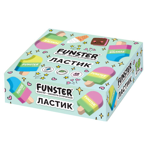 Ластик фигурный FUNSTER (ФАНСТЕР) "АЙСКРИМ", 55х29х12 мм, цвета ассорти, экологичный ПВХ, пакет, 274015 - фото 11