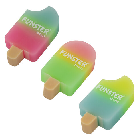 Ластик фигурный FUNSTER (ФАНСТЕР) "АЙСКРИМ", 55х29х12 мм, цвета ассорти, экологичный ПВХ, пакет, 274015 - фото 2