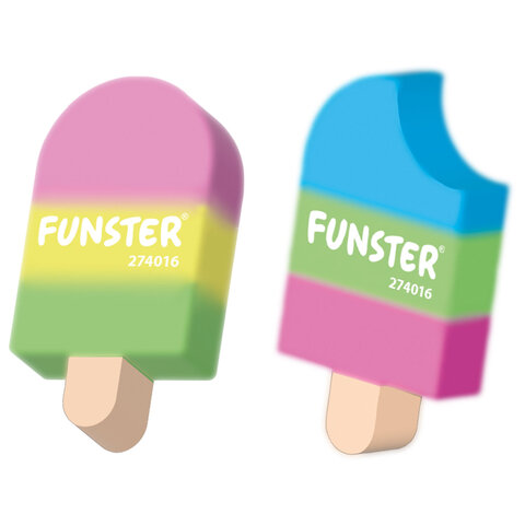 Ластик фигурный FUNSTER (ФАНСТЕР) "АЙСКРИМ", НАБОР 2 ШТУКИ, 55х29х12 мм, цвет ассорти, экологичный ПВХ, блистер, 274016 - фото 2