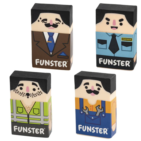 Ластик изменяющийся FUNSTER (ФАНСТЕР) "ЛЫСЫЙ МЭН", 50х30х12 мм, картонный держатель, ассорти, 274022 - фото 2