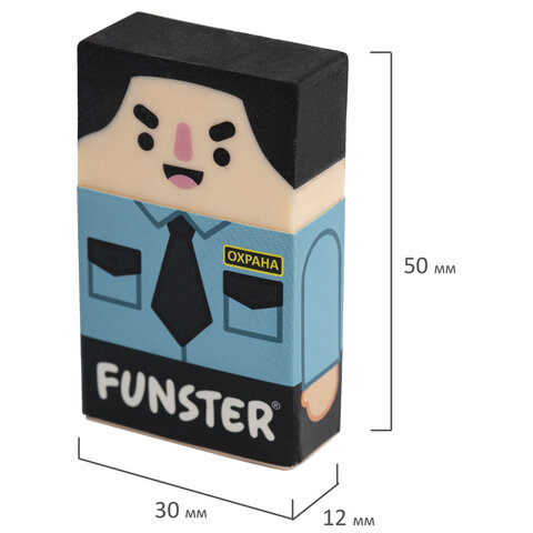 Ластик изменяющийся FUNSTER (ФАНСТЕР) "ЛЫСЫЙ МЭН", 50х30х12 мм, картонный держатель, ассорти, 274022 - фото 8