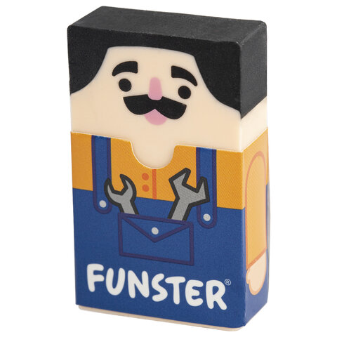 Ластик изменяющийся FUNSTER (ФАНСТЕР) "ЛЫСЫЙ МЭН", 50х30х12 мм, картонный держатель, ассорти, 274022 - фото 4
