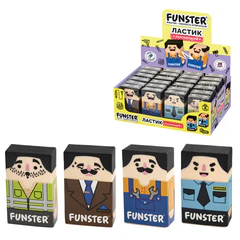 Ластик изменяющийся FUNSTER (ФАНСТЕР) &laquo;ЛЫСЫЙ МЭН&raquo;, 50&times;30&times;12 мм, картонный держатель, ассорти, 274022