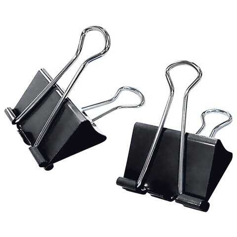 Зажимы для бумаг STAFF ECO, КОМПЛЕКТ 12 шт., 25 мм, на 100 листов, черные, картонная коробка, 274032