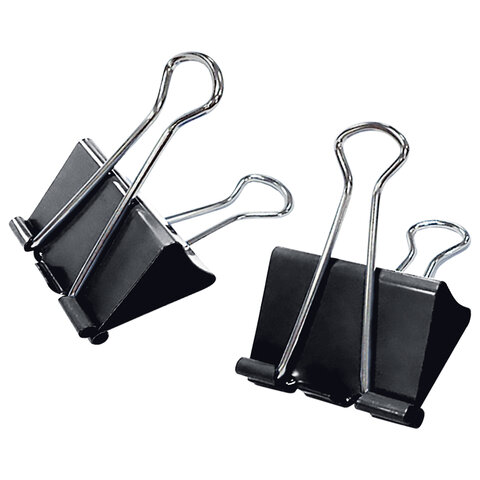 Зажимы для бумаг STAFF ECO, КОМПЛЕКТ 12 шт., 32 мм, на 140 листов, черные, картонная коробка, 274033