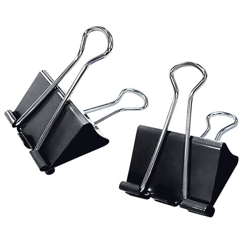 Зажимы для бумаг БОЛЬШИЕ STAFF ECO, КОМПЛЕКТ 12 шт., 51 мм, на 230 листов, черные, картонная коробка, 274035