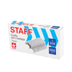 Скобы для степлера №24/<wbr/>6, 1000 штук, STAFF ECO, до 30 листов, 274045