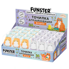 Точилка фигурная FUNSTER (ФАНСТЕР) &laquo;Пухлый кот&raquo;, 1 отверстие, ассорти, в дисплее, 274056
