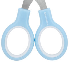 Ножницы BRAUBERG KIDS 130 мм, ручки небесно-голубые, закругленные лезвия с линейкой, 274060