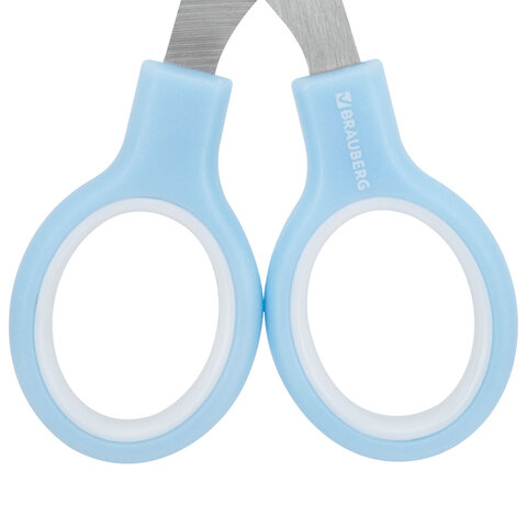 Ножницы BRAUBERG KIDS 130 мм, ручки небесно-голубые, закругленные лезвия с линейкой, 274060 - фото 5