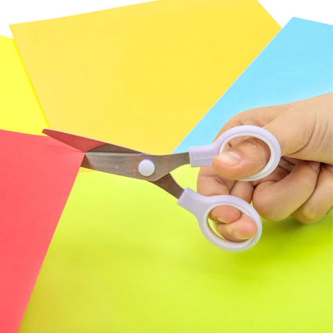 Ножницы BRAUBERG KIDS 130 мм, ручки лавандовые, закругленные лезвия с линейкой, 274061 - фото 9