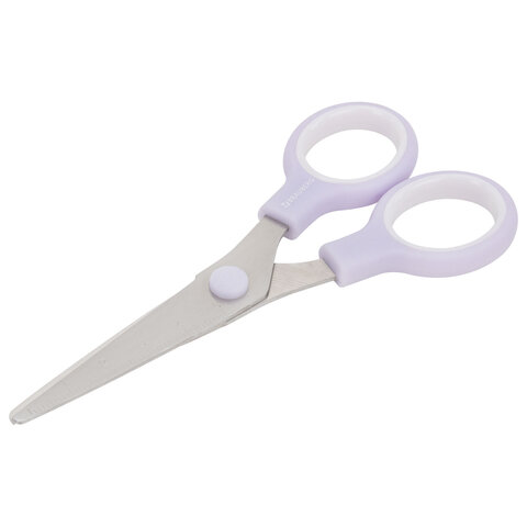 Ножницы BRAUBERG KIDS 130 мм, ручки лавандовые, закругленные лезвия с линейкой, 274061 - фото 3