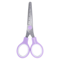 Ножницы BRAUBERG KIDS 130 мм, ручки лавандовые, закругленные лезвия с линейкой, 274061