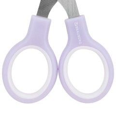 Ножницы BRAUBERG KIDS 130 мм, ручки лавандовые, закругленные лезвия с линейкой, 274061