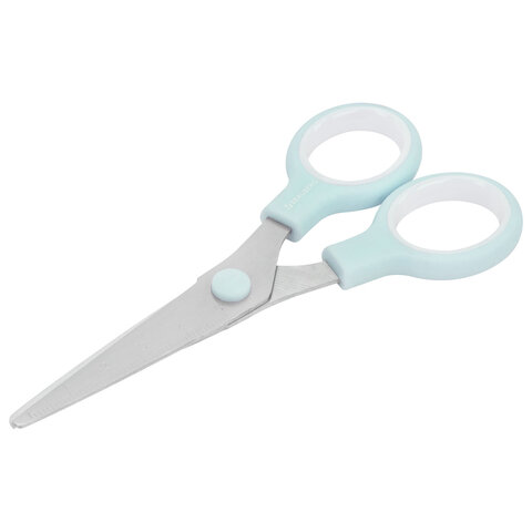 Ножницы BRAUBERG KIDS 130 мм, ручки мятные, закругленные лезвия с линейкой, 274062 - фото 3