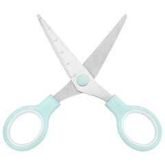 Ножницы BRAUBERG KIDS 130 мм, ручки мятные, закругленные лезвия с линейкой, 274062