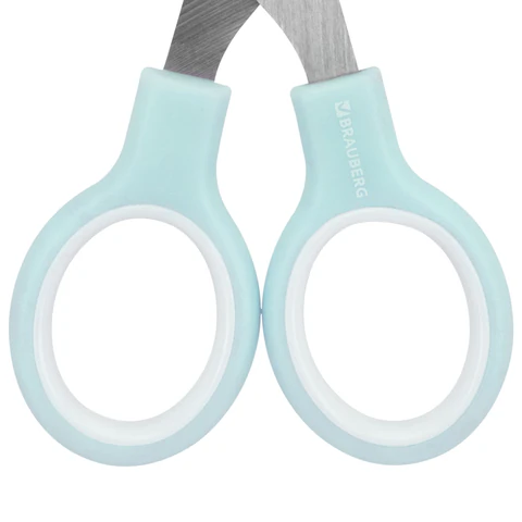 Ножницы BRAUBERG KIDS 130 мм, ручки мятные, закругленные лезвия с линейкой, 274062 - фото 5