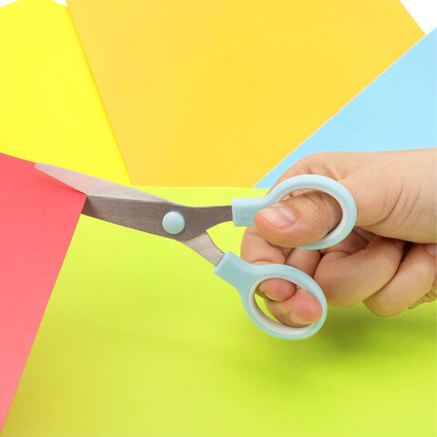 Ножницы BRAUBERG KIDS 130 мм, ручки мятные, закругленные лезвия с линейкой, 274062 - фото 9