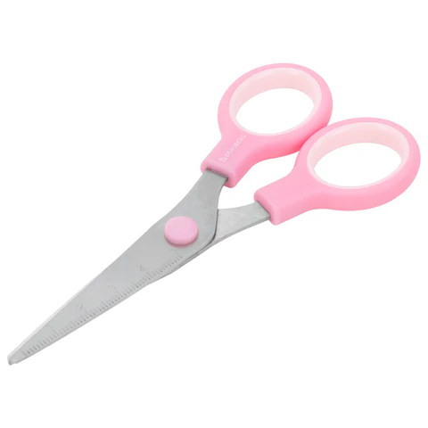 Ножницы BRAUBERG KIDS 130 мм, ручки розовые, закругленные лезвия с линейкой, 274063 - фото 3