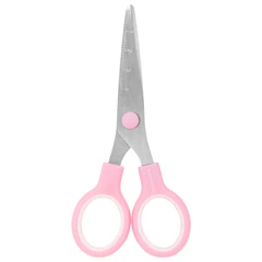 Ножницы BRAUBERG KIDS 130 мм, ручки розовые, закругленные лезвия с линейкой, 274063